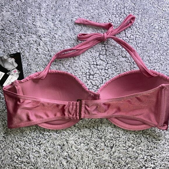 NWT MARILYN MONROE 1x Halter Shimmery Cashmere Rose Swim Top - Picture 5 of 7